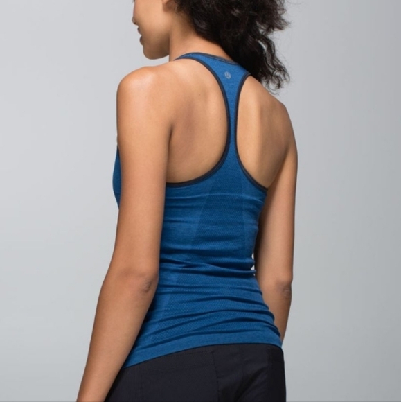 Lululemon Ebb & Flow Racerback Tank Size 6 Poseidon Blue Hydra Blue - Picture 3 of 15